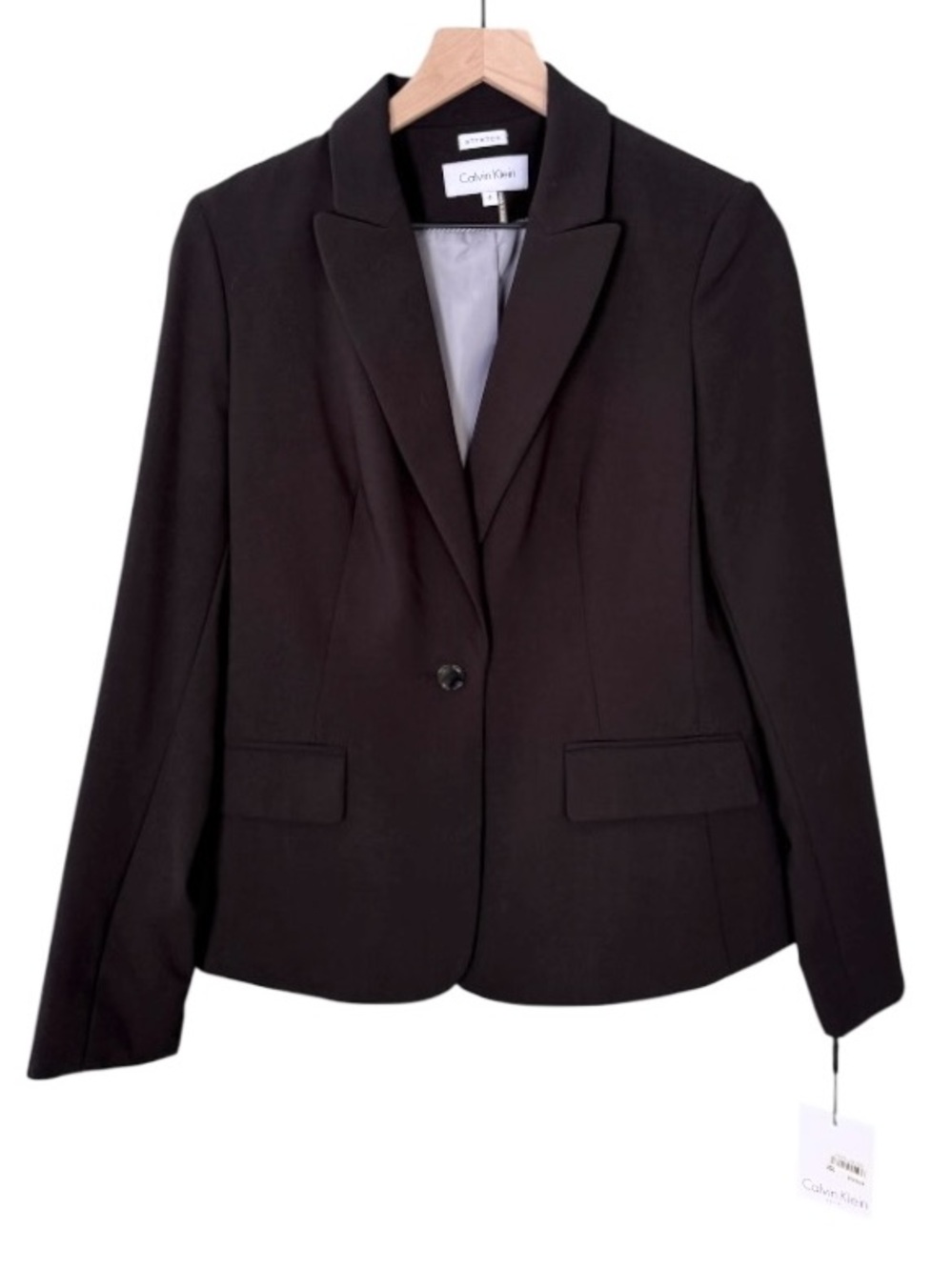 NWT Calvin Klein Blazer Jacket Strectch Black Work Career Women’s Size‎ 4